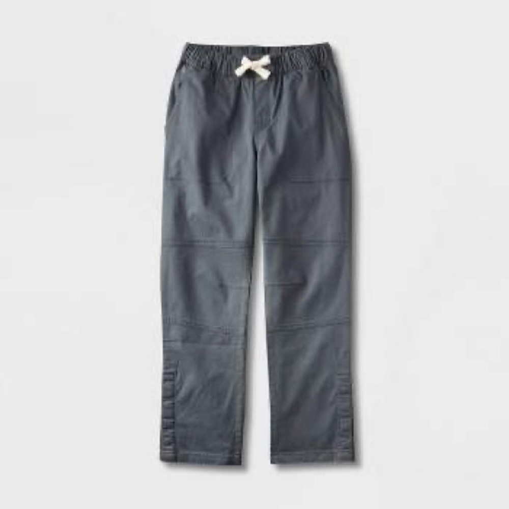 Cat & Jack boys’ stretch straight leg fit woven pull-on pants, gray, size 14